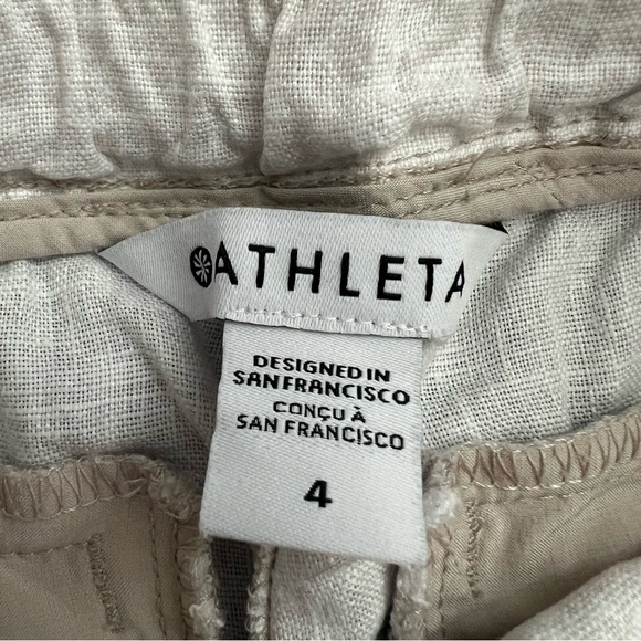 Athleta Cabo Linen Jogger Pants Micro Cheetah Beige Size 4 High Rise Coastal - Picture 14 of 16
